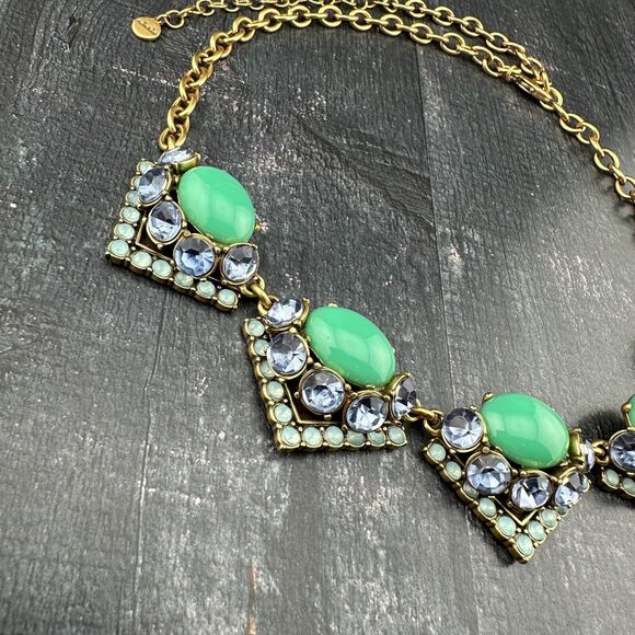 Stella Dot Necklace Turquoise Color Stone Rhinestone Gold-tone Chain Chunky 21" - Picture 5 of 8